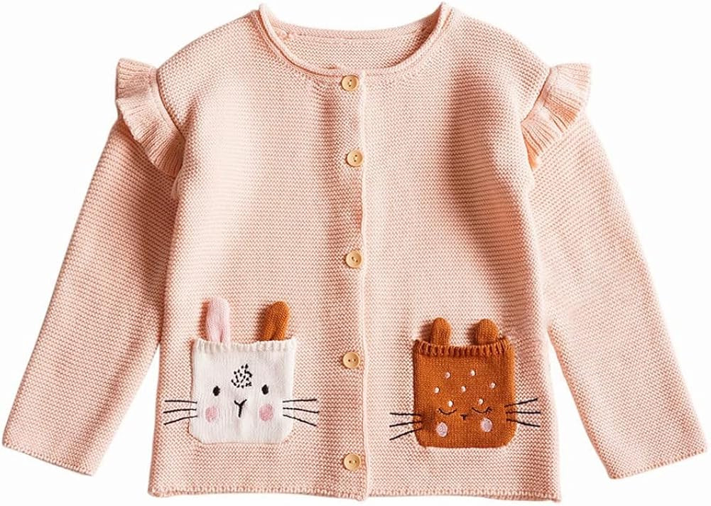 Toddler Girls' Sweater Long Sleeve Open Front Button Down Knit Cardigan Kids Clothes 1-6 Years | Amazon (US)