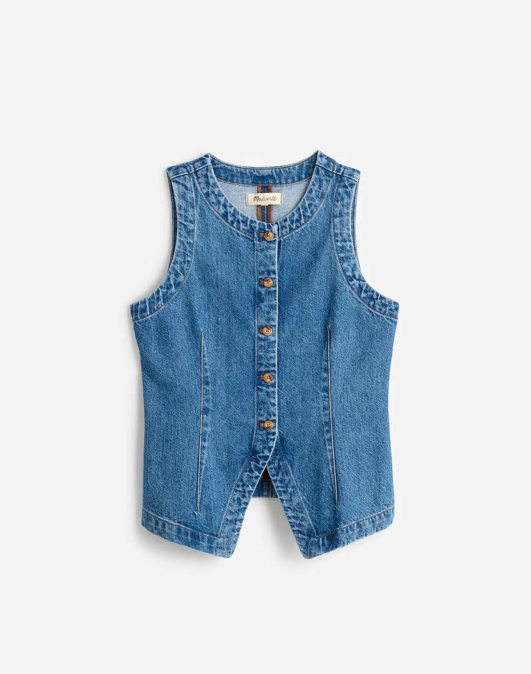 Denim Crewneck Vest in Java Wash | Madewell
