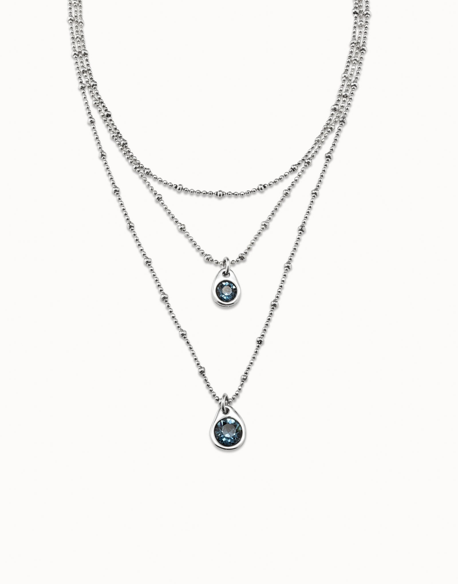 Multi strand chain pendant necklace with crystal | UNOde50
