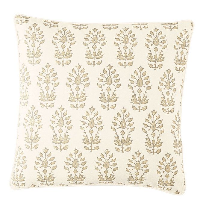 Annie Floral Block Print Cotton Throw Pillow Cover with Down Insert | Ballard Designs, Inc.