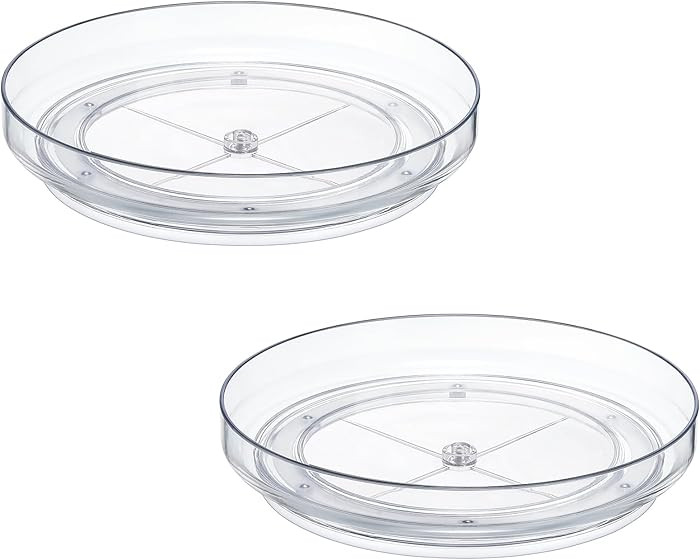 2 Pack 9 Inch Clear Acrylic Lazy Susan, Non-Skid Turntable Organizer for Cabinet, Kitchen, Pantry... | Amazon (US)