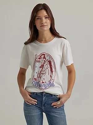 Women's Wrangler Western Graphic Boyfriend Tee in Marshmallow Cowgirl | Wrangler