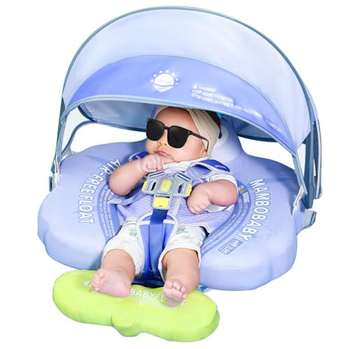 3 Swim Method Add Bed More Comfortable Mambobaby Float with Tail and Canopy Non-Inflatable Baby Swim Float Mambo Float Smart Swim Trainer Infant Swim Pool Float Swim Ring for 3-24months Girls Boys | Amazon (US)