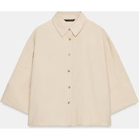 Zara - Short Shirt With Wide Sleeves - Beige - S - Woman | Zara UK
