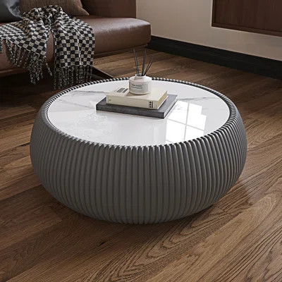 Sintered Stone Top Drum Shape Coffee Sofa Table | Wayfair North America