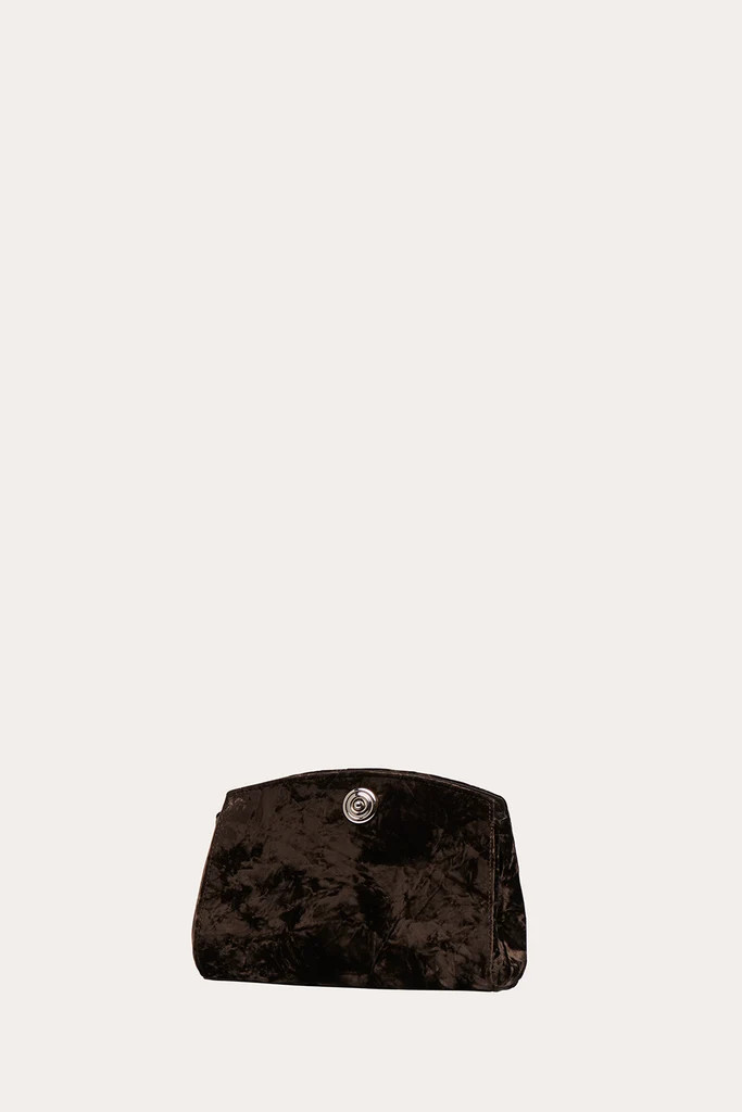 Pushlock Clutch Brown Velvet | LITTLE LIFFNER