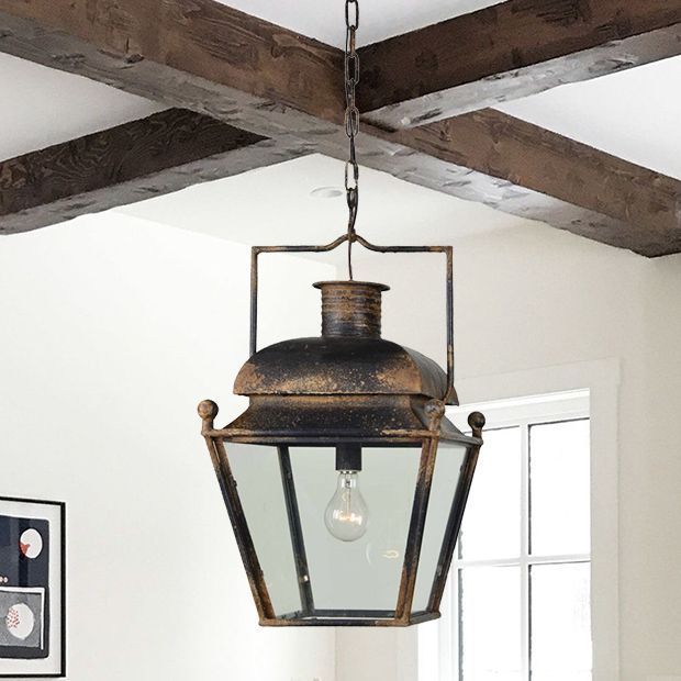 Antiqued Lantern Style Pendant Light | Antique Farm House