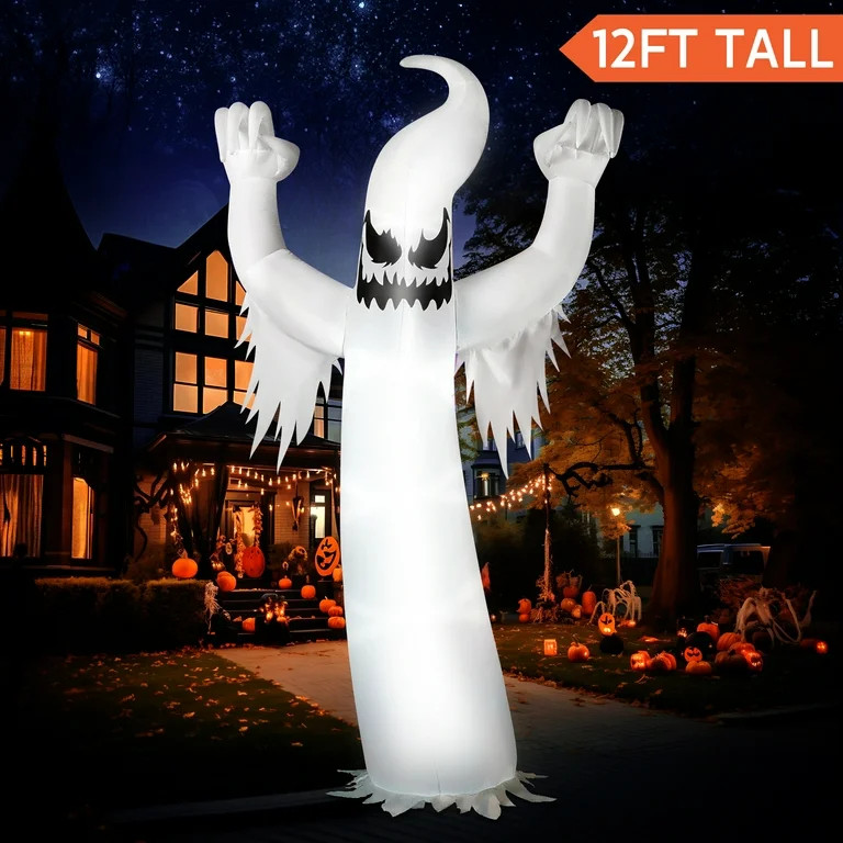 SYNCFUN 12 ft Halloween Inflatable Ghost,Giant Ghosts inflatables with Build-in LEDs Outdoor Deco... | Walmart (US)