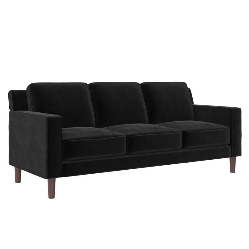 DHP Brynn 3 Seater Living Room Upholstered Sofa in Black Velvet | Walmart (US)