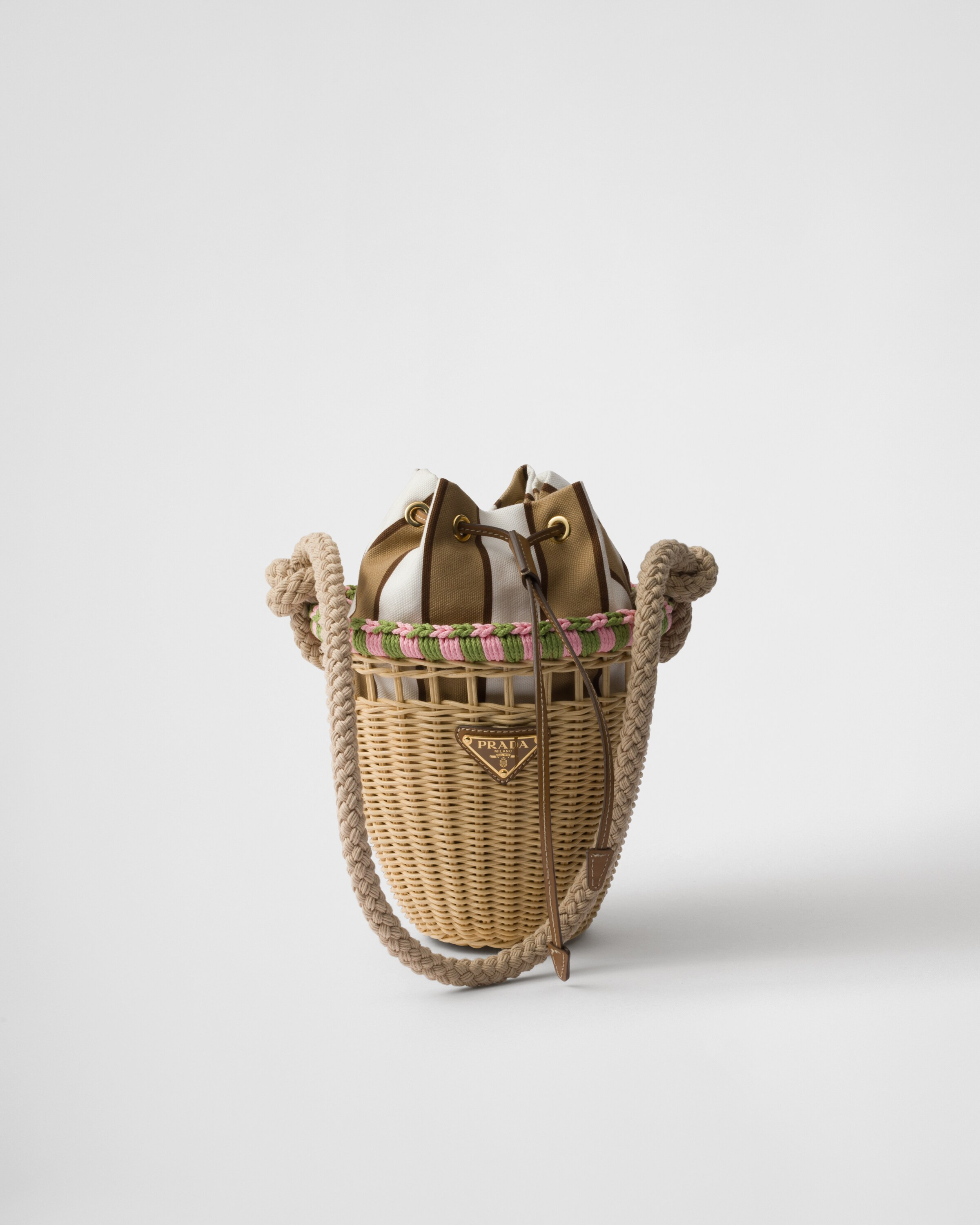 Wicker mini bucket bag | Prada US