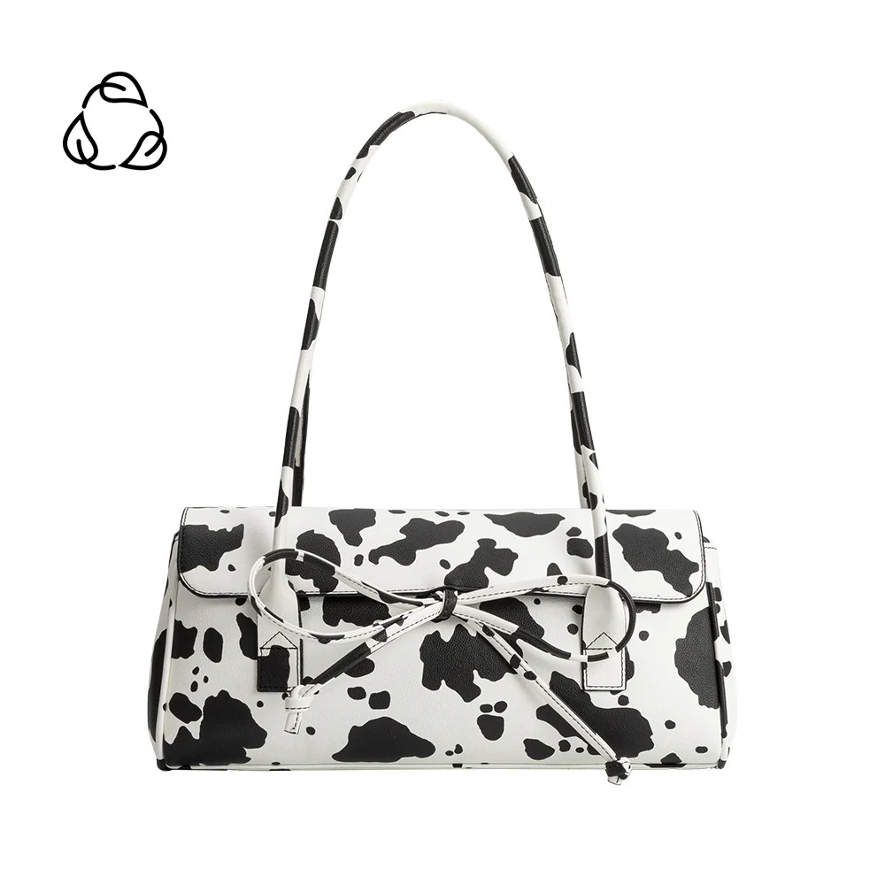 Cow Print Bowie Recycled Vegan Leather Shoulder Bag | Melie Bianco | Melie Bianco