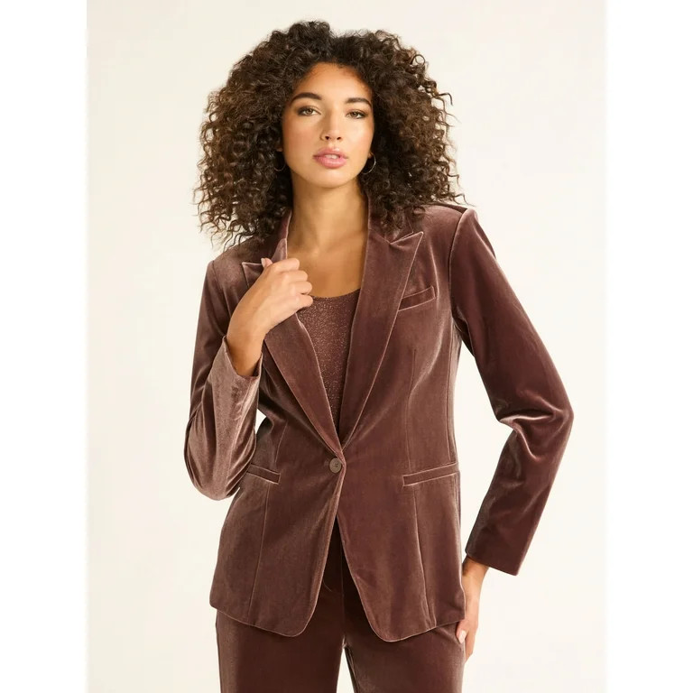Sofia Jeans Women's and Women's Plus Velvet Single Breasted Blazer, Sizes XS-5X - Walmart.com | Walmart (US)