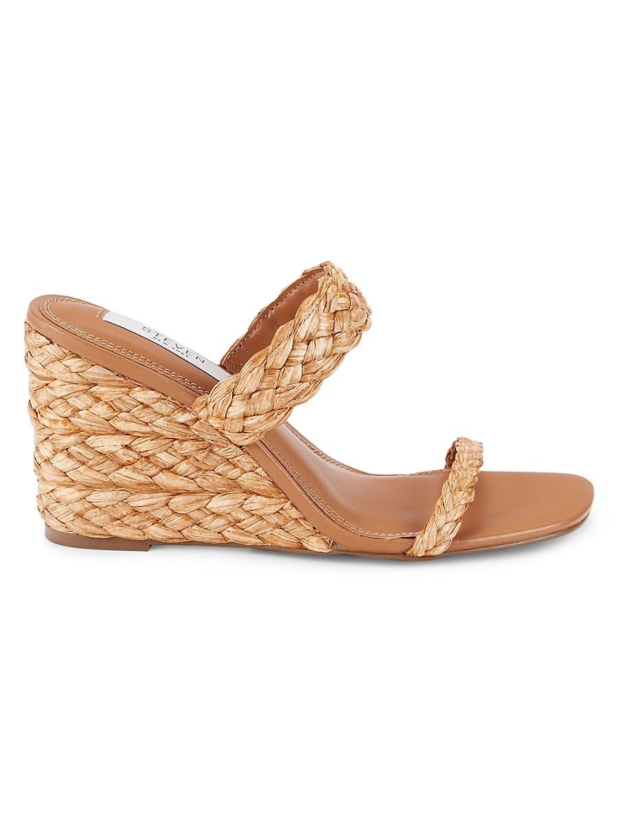 Steve Madden Women's Ardy Raffia Wedge Heel Sandals - Tan Raffia - Size 6.5 | Saks Fifth Avenue OFF 5TH