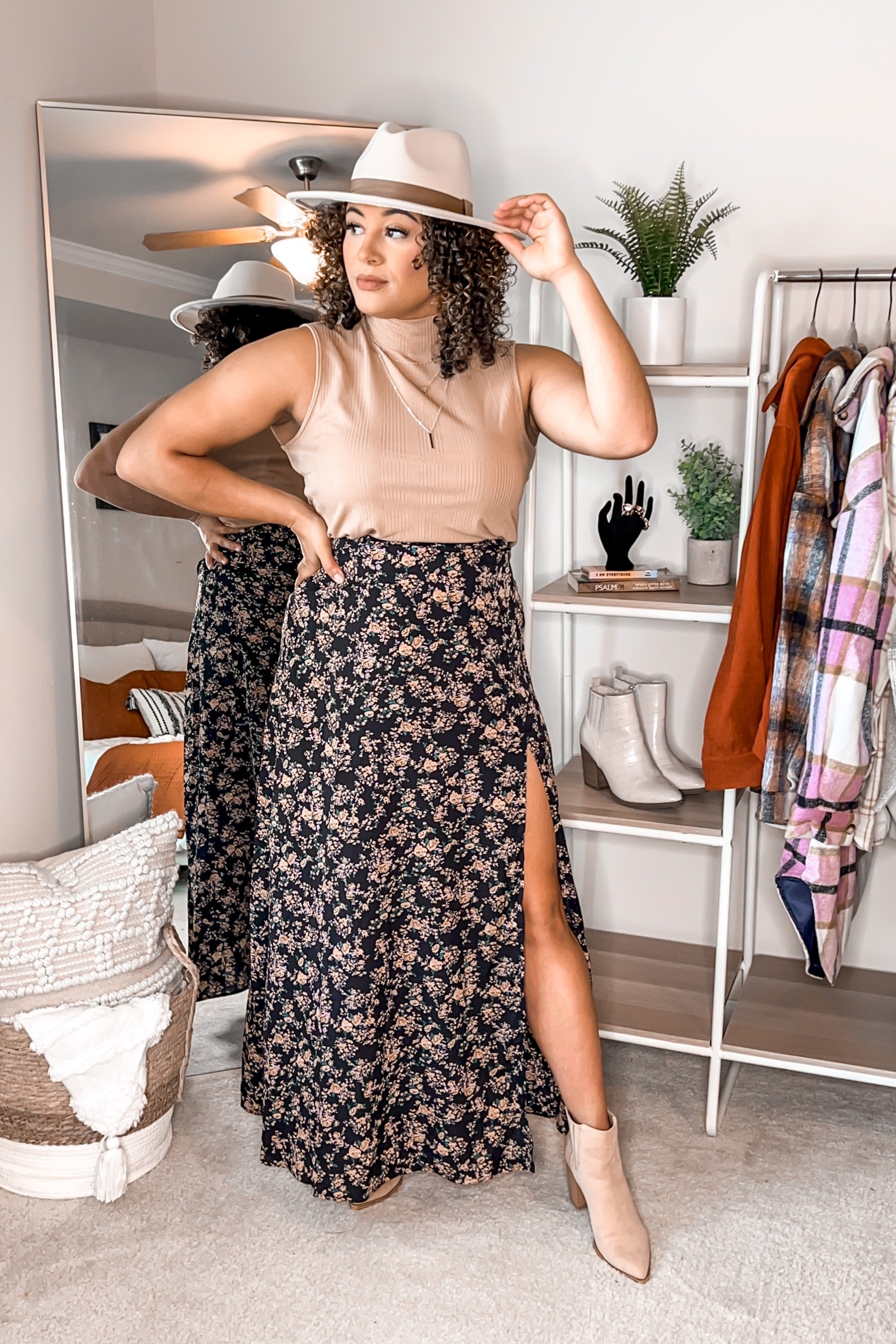 Wearing a size large in the mock neck and skirt! 

Walmart fashion, Walmart mock neck, fedora hat, Amazon fashion, Amazon skirt, slit skirt, fall fashion, fall outfit idea, women’s fashion, Amazon booties 

#LTKstyletip #LTKSeasonal #LTKsalealert