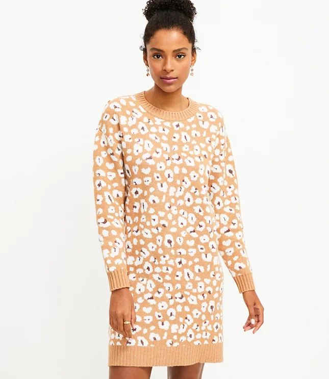Shimmer Animal Print Sweater Dress | LOFT