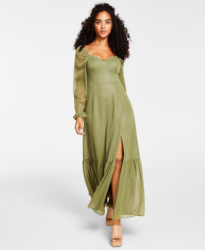 Bar III Women's Bustier Side-Slit Ruffled-Trim Dress, Created for Macy's & Reviews - Dresses - Wo... | Macys (US)