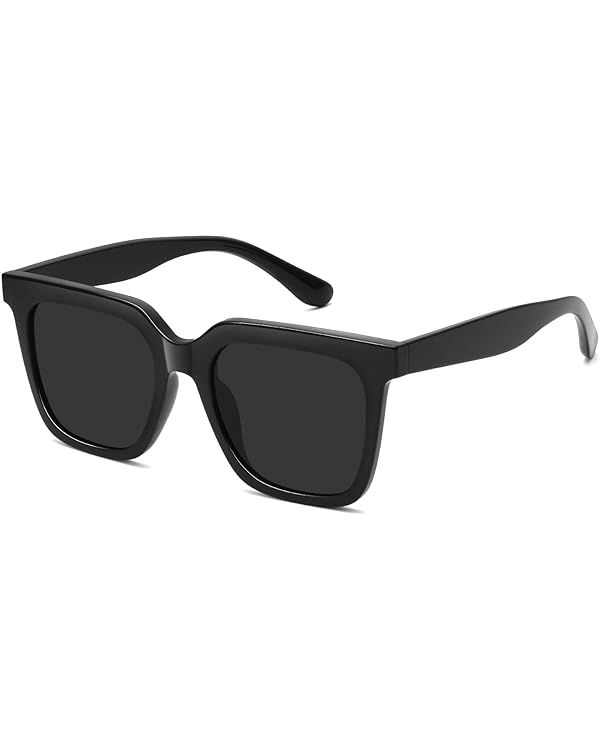 Women Square Sunglasses Black Sunglasses for Women Retro Sun Glasses UV400 Protection | Amazon (US)