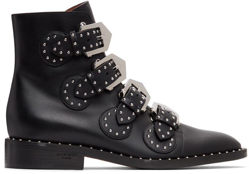 Black Elegant Studs Ankle Boots | SSENSE