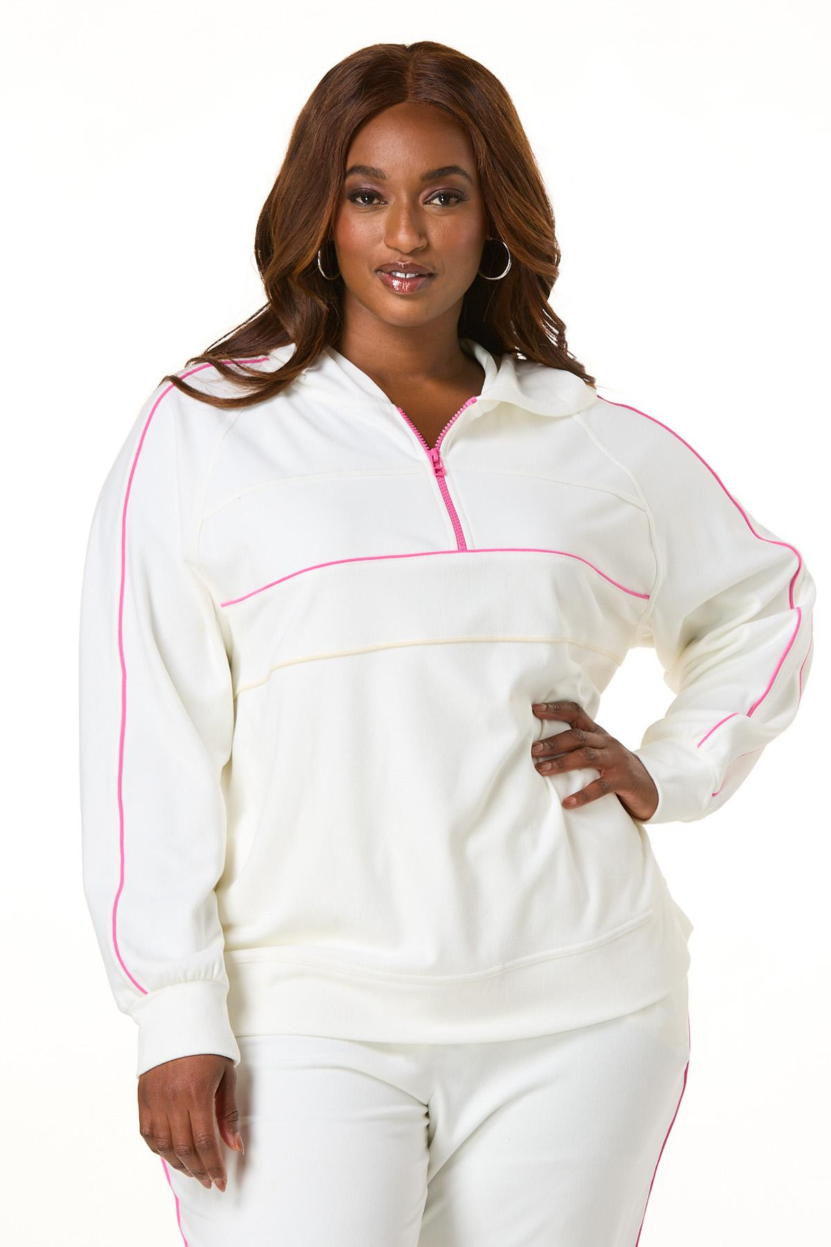 Plus Size Piped Half Zip Hoodie | Cato Fashions