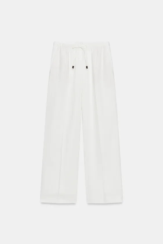STRAIGHT LINEN BLEND TROUSERS | Zara UK