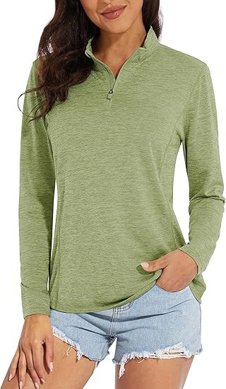 MAGCOMSEN Women's UPF 50+ Sun Shirts Long Sleeve 1/4 Zip Pullover Quick Dry Workout Hiking Tops R... | Amazon (US)