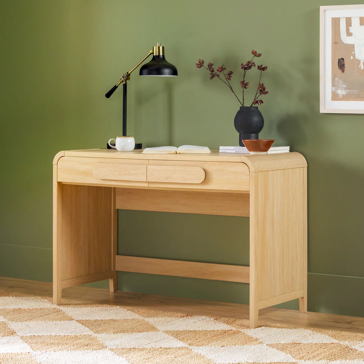 Sitarski Transitional Curved Waterfall 2-Drawer Writing Desk | Wayfair North America