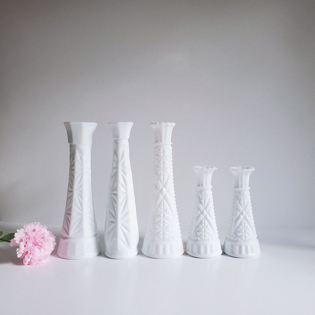 Vintage Milk Glass Vases, Anchor Hocking Vase, Vintage Wedding Decorations, candle holder, Bud va... | Etsy (CAD)