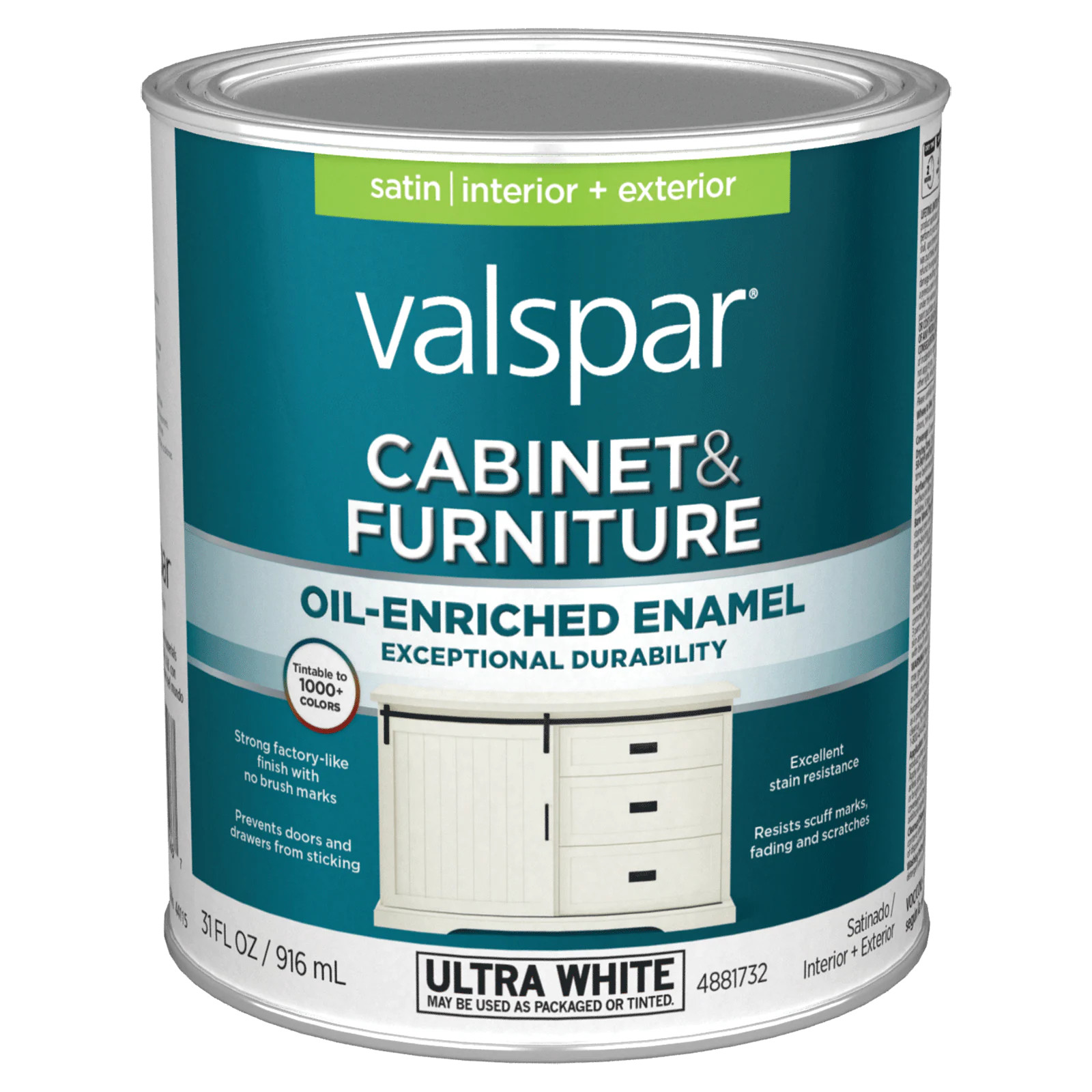 Valspar  Satin Base Tintable Cabinet and Furniture Paint Enamel (1-quart) | Lowe's
