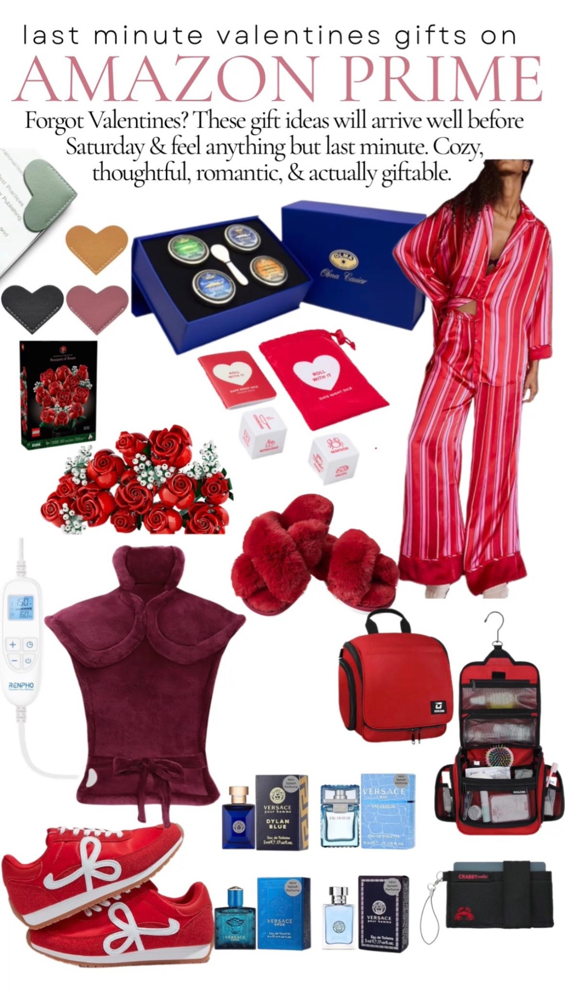 Last-minute Valentine’s Day gifts that don’t feel last minute 💘 All Amazon Prime finds that arrive before Saturday. Cozy pajamas, plush slippers, a luxe cologne set, leather wallet, gourmet caviar tasting, heated wrap, cute everyday sneakers, LEGO roses, date night dice, and heart bookmark corners for the sweetest little touches. Perfect for him, her, or both. Whether you’re shopping for your spouse, partner, Galentine, or a little self-love moment. Fast shipping, thoughtful gifts, zero stress. 💌


#LTKSeasonal #LTKValentine #LTKmomlife