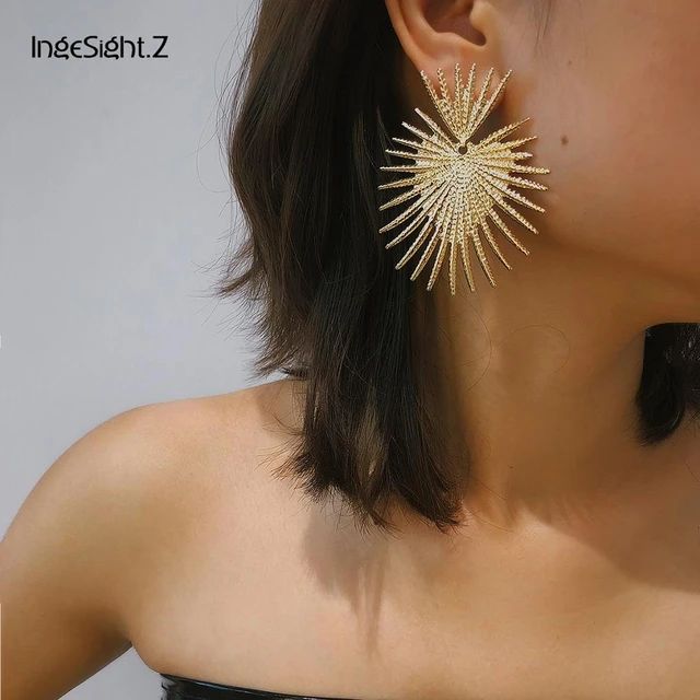 IngeSight.Z Punk Exaggerated Heart Dangle Earrings for Women Statement Hip Hop Gold Color Geometr... | AliExpress (US)