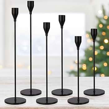 DEVI Candlestick Holders 6pcs, Black Taper Candle Holders for Candlesticks, Modern Farmhouse Fall... | Amazon (US)