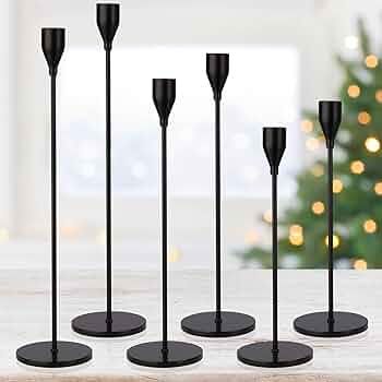DEVI Candlestick Holders 6pcs, Black Taper Candle Holders for Candlesticks, Modern Farmhouse Fall... | Amazon (US)
