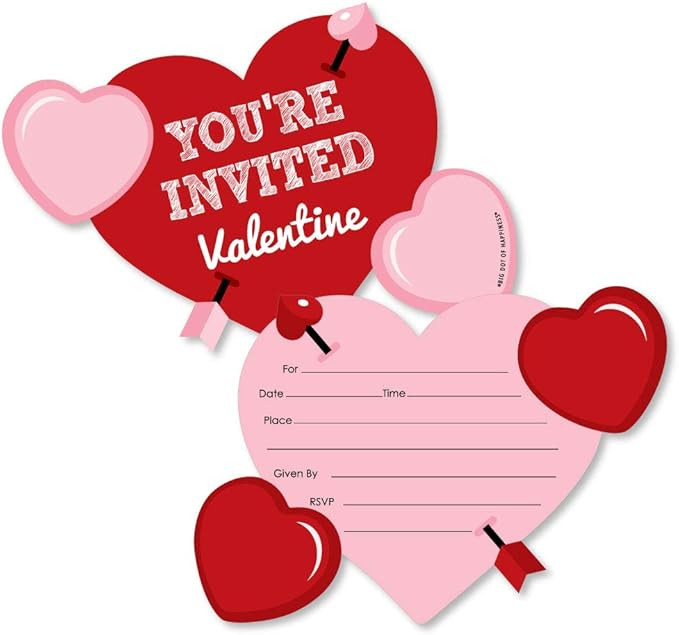 Big Dot of Happiness Conversation Hearts - Shaped Fill-In Invitations - Valentine's Day Party Inv... | Amazon (US)