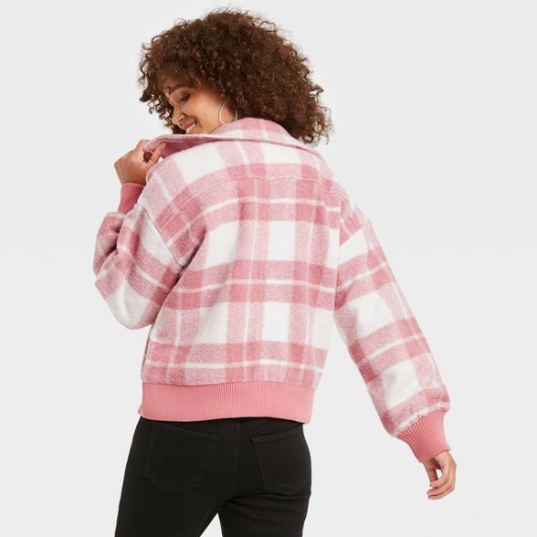 Women's Plaid Knit Bomber Jacket - Universal Thread™ | Target