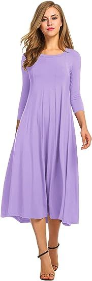 Hotouch Women's 3/4 Sleeve A-line and Flare Midi Long Dress | Amazon (US)