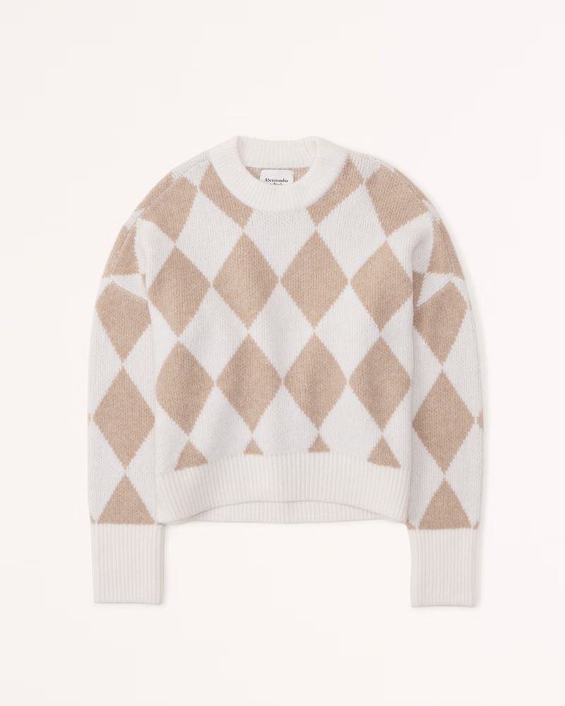 Women's Chenille Checkerboard Crew Sweater | Women's New Arrivals | Abercrombie.com | Abercrombie & Fitch (US)