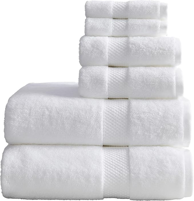 Springtree Home White Bath Towels Set of 6 | Classic Hotel Bath Towels | 100% Combed Cotton | Abs... | Amazon (US)