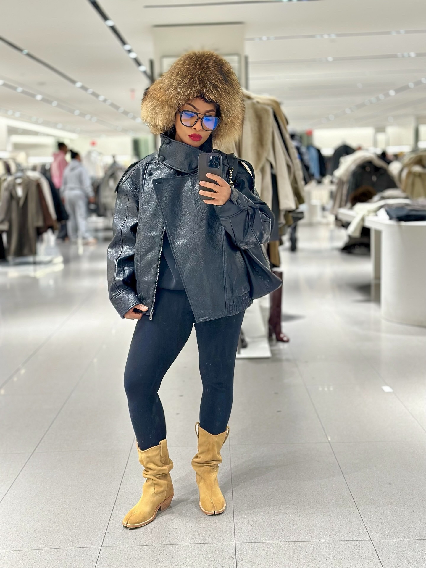 When the jacket just makes everything better . . . Errand responsibly! #shoppersanonymous 

On the days getting dressed feels like a chore, I let the coat do the talking.

Winter doesn’t need a complicated base. Sometimes it’s leggings, a knit, and a great coat/jacket that carries the entire look. Strong shape, rich texture, intentional length. The coat becomes the outfit, not just the afterthought.

If the foundation is simple, the outer layer is where you add the personality. That’s the cheat code for looking styled when your energy is low but your style is not! 😉

In the winter, do you build the outfit first or pick the coat first? I tend to pick the coat 🤷🏽‍♀️. sound off below in the comments. 

Jacket: @zara 
Sweater: @Prada
Stirrups: @zara 
Boots: @maisonmargiela 
Hat: @amazonfashion 
Purse: @gucci 
Sunnies: @hm 

#wintercoats #thecoatistheoutfit #blackoutfits #everydayoutfits #casualoutfitideas #ootd #fashioncontent #blackgirlsinluxury #errandoutfit