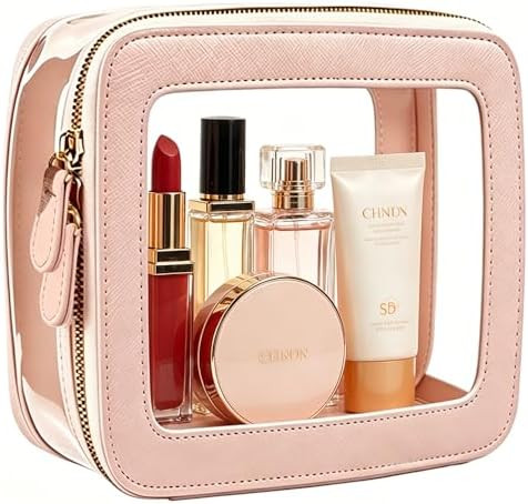 Clear Makeup Bag Small, Mini Portable Clear Makeup Bag for Purse Cute Waterproof Travel Cosmetic ... | Amazon (US)