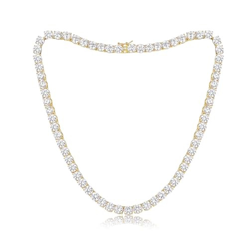 GEMSME 6mm Tennis Necklaces for Women/Men - 18K White/Yellow Gold Plated Round Cubic Zirconia Cla... | Amazon (US)
