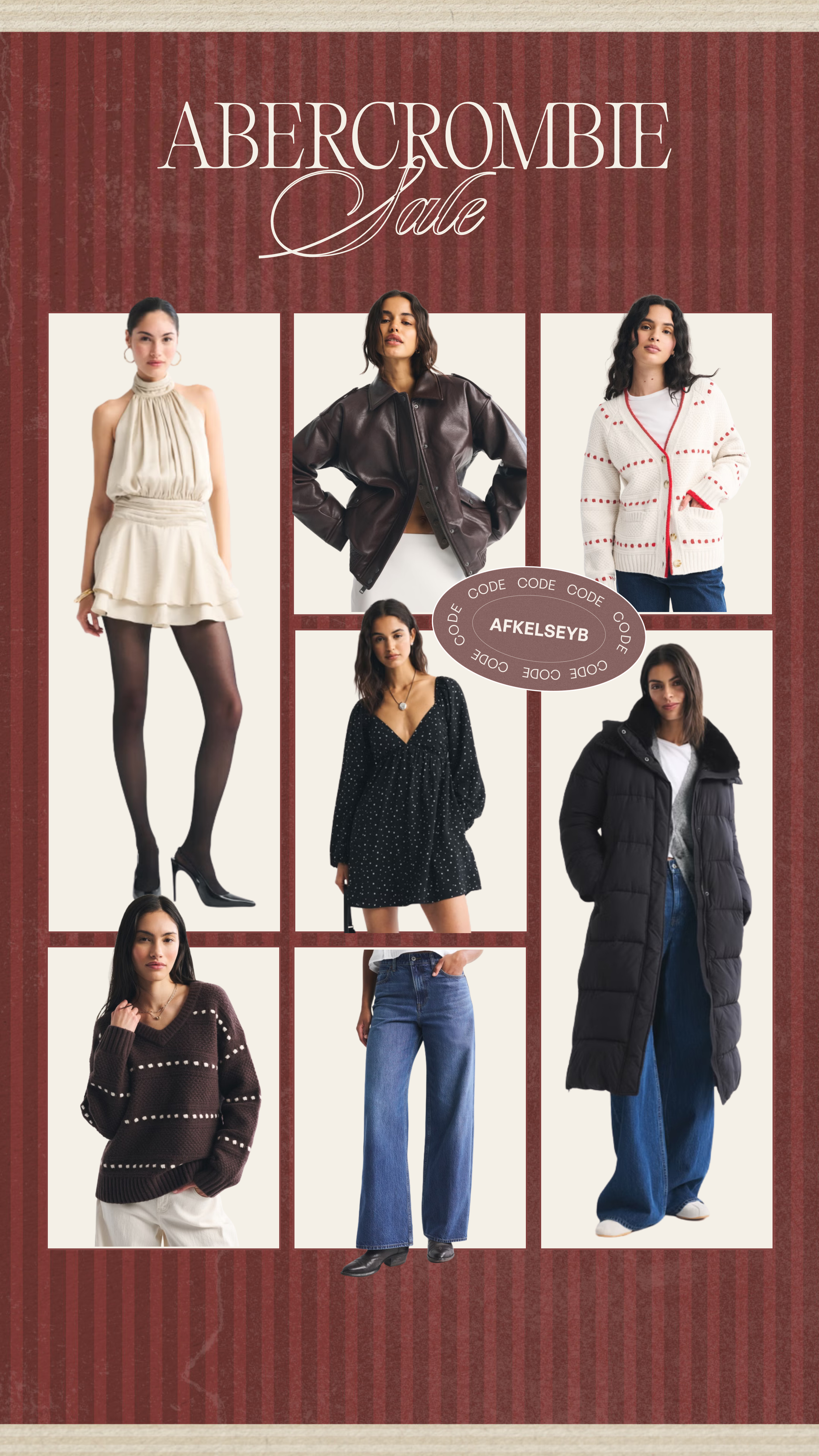 #abercrombiepartner #ad @abercrombie sale plus my code is live! CODE: AFKELSEYB✨ 

Use code AFKELSEYB to get an additional 15% off almost everything in stores and online at checkout from 12/12/2025-12/15/2025 in US/CA. Exclusions apply. See details online.   
Exclusions: Clearance, Vol. 28 Collection, Pride Collection, PGA, NFL, NHL, NBA, MLS, MLB and NCAA Licensing, Golf Licensing, Cashmere, Leather, Suede, Down, Sunglasses, All Multipacks, and Watches

#LTKMidsize #LTKHoliday #LTKSaleAlert