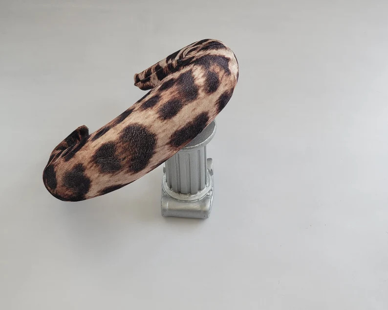 Leopard Print Flock Deep Padded Domed Headband Hair Band 4 Cms Wide Halo Rounded Padding Party He... | Etsy (US)