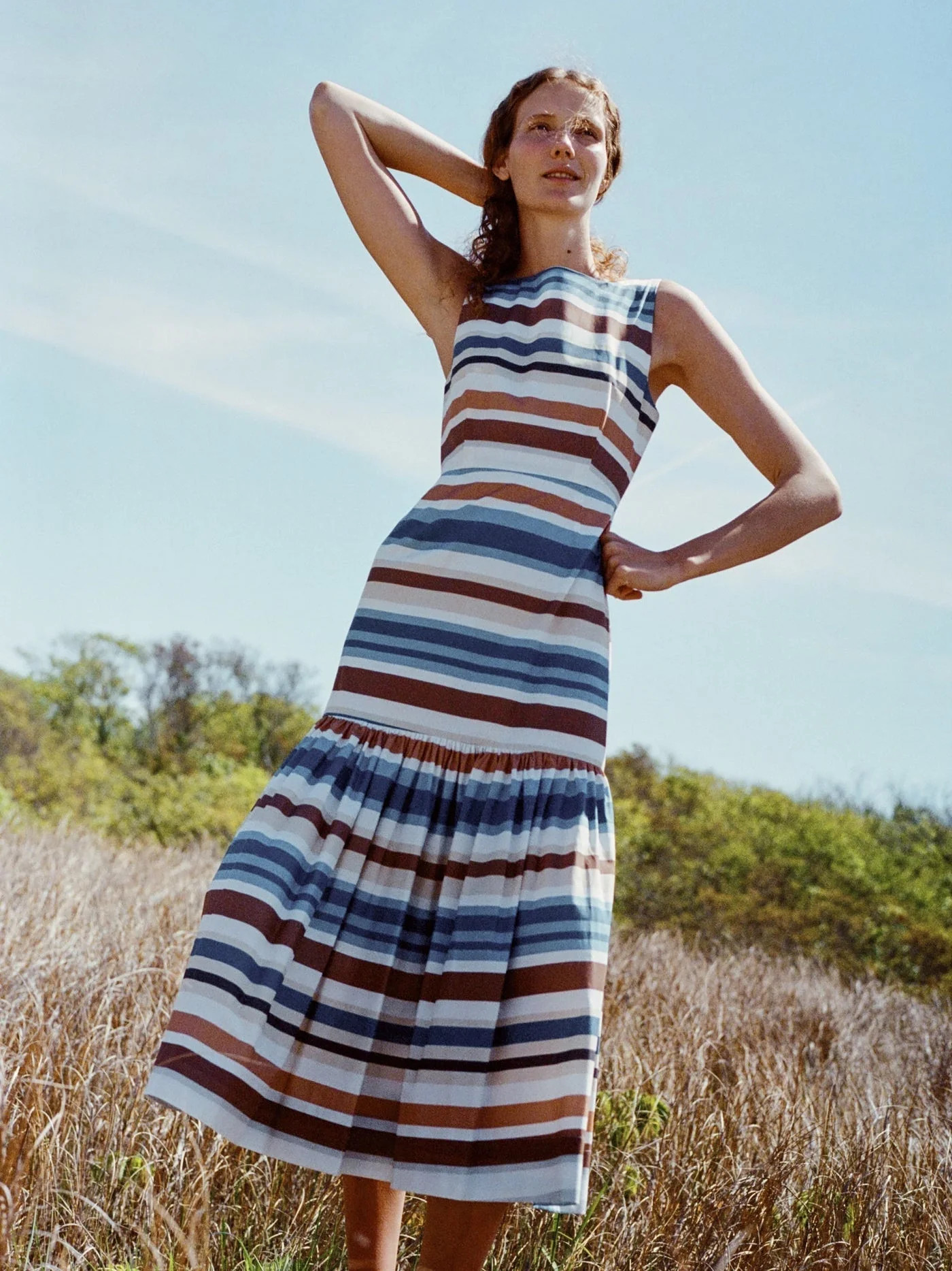 Low-Back Dress in Cool Stripe | Coco Shop | Beau & Ro