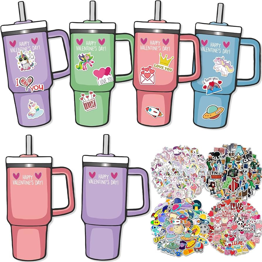 40 Pack Kids Valentines Day Cards with Stickers - Happy Valentines Cards for Kids Classroom Schoo... | Amazon (US)