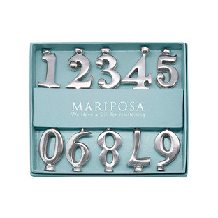 Mariposa Candle Number Holder Set, 10 Silver | The Container Store