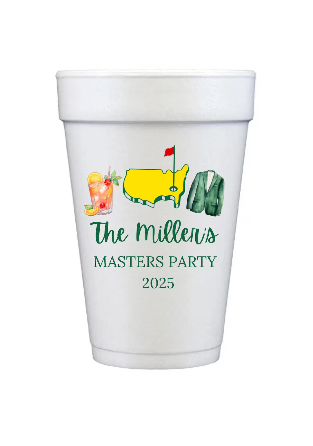 Masters Party Cups, the Masters Tournament, Golf Party Cups, Custom Foam Cups, Set of 10 - 20oz -... | Etsy (US)