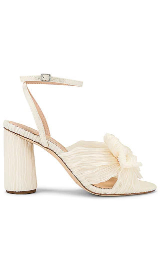 Loeffler Randall Camellia Pleated Bow Heel in White. | Revolve Clothing (Global)