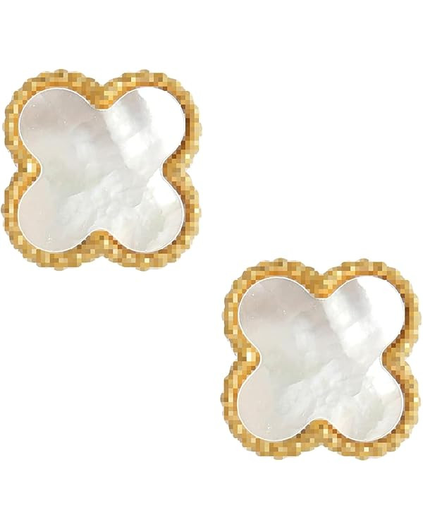 Clover Earrings, 18K Gold Plated Titanium Steel Clover Earrings Hypoallergenic and Elegant Women'... | Amazon (US)