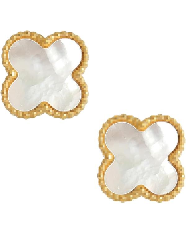 Clover Earrings, 18K Gold Plated Titanium Steel Clover Earrings Hypoallergenic and Elegant Women'... | Amazon (US)