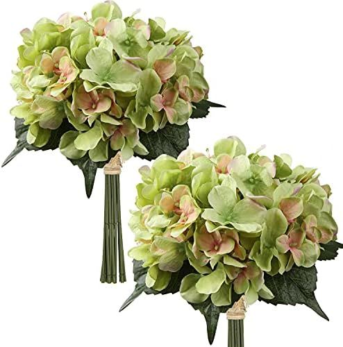 Amazon.com: Artificial Flower Bouquet Full Hydrangea Flowers Faux with Stems for Wedding Home Par... | Amazon (US)